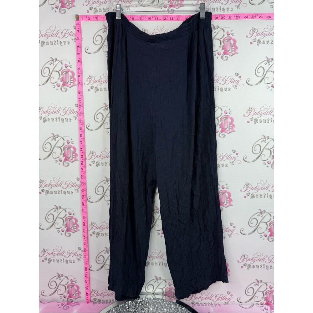 Jeremy Scott pants flowy navy blue Black Wide-Leg Crinkled Pants